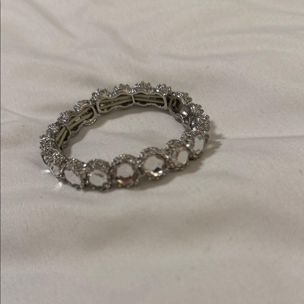 Chico's Silver Crystal Stretch Bracelet